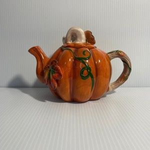 Harvest Spice Pumpkin Tea Pot w/Lid Fall Harvest Decor